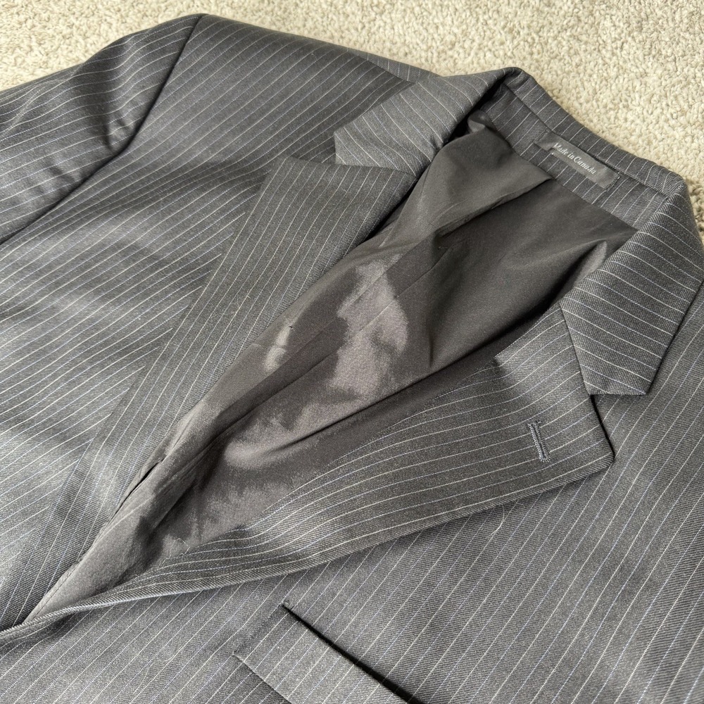 Lauren Ralph Lauren Suit Mens 46R‎ Gray Pinstripe 2 Button 100% Wool